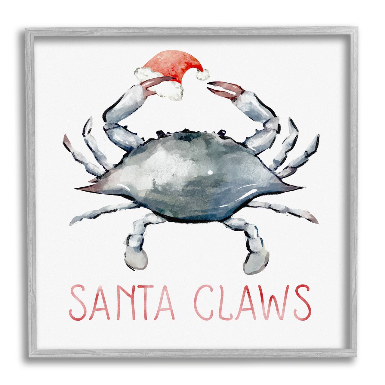 Stupell Industries Santa Claws Holiday Crab Framed Giclee Art